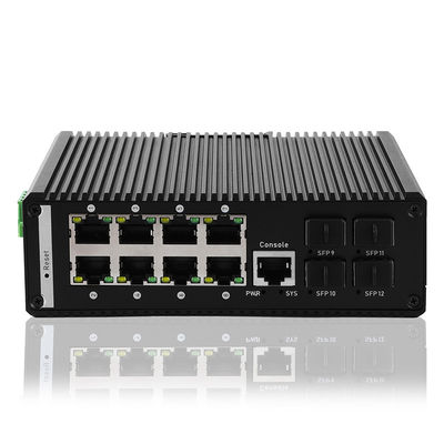 120W Industrial Gigabit POE Switch 8 POE Port 4 SFP Fiber Slot Port