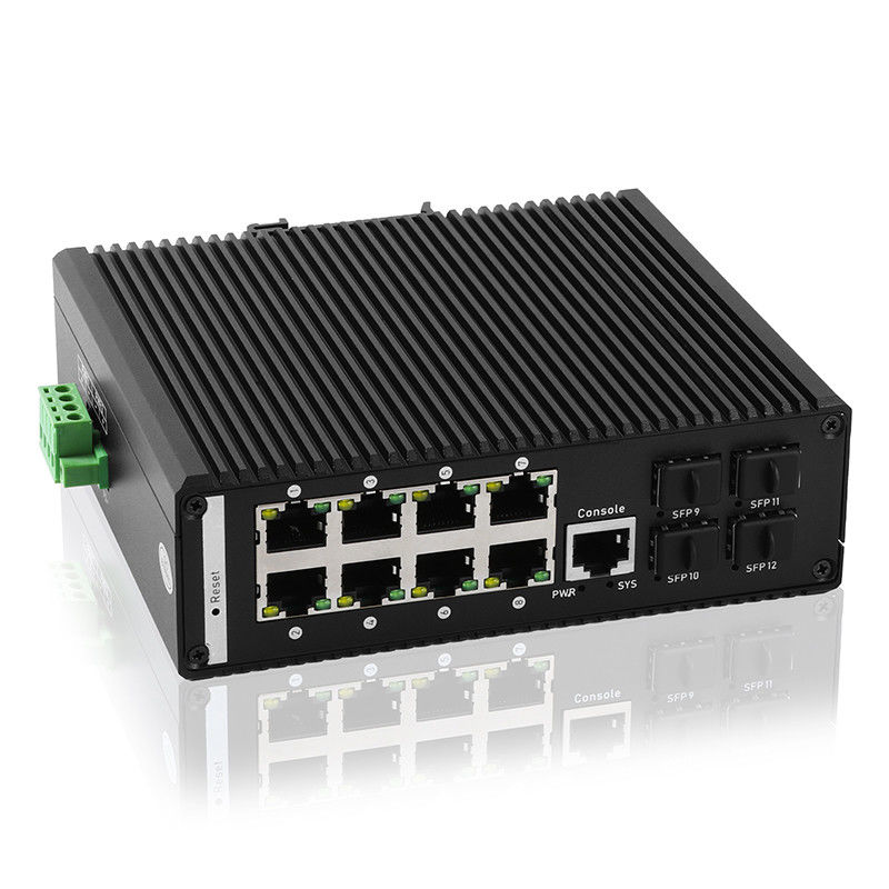 56Gbps Industrial Managed POE Switch 4 SFP Fiber Full Gigabit Poe Switch